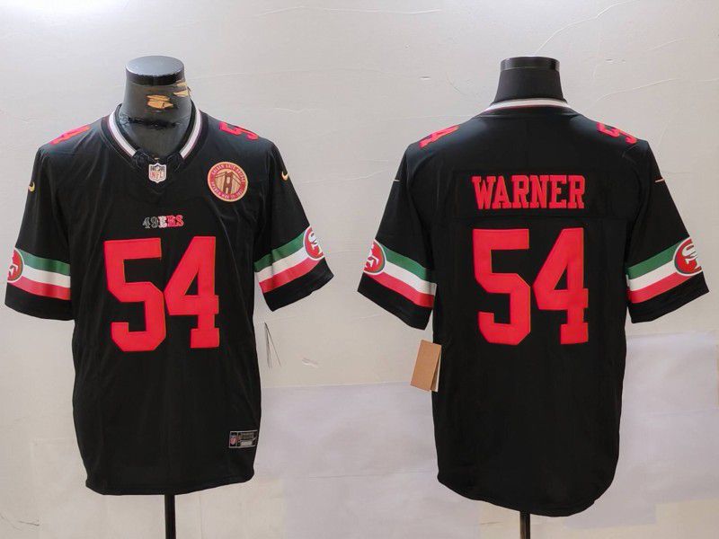 Men San Francisco 49ers #54 Warner Black Mexico three generations 2024 Nike Vapor Limited NFL Jersey style 2